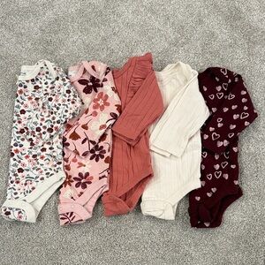 Floral and Heart Patterned Kids One Pieces Set